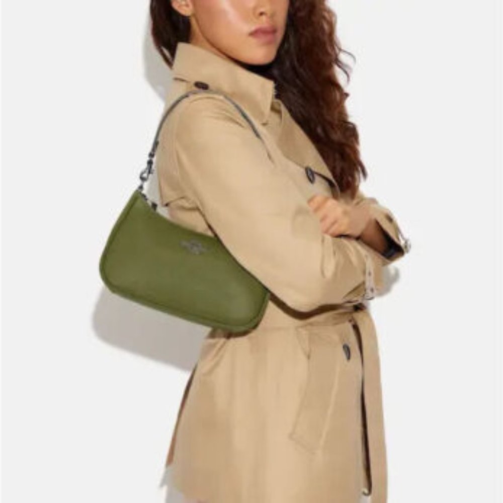 Coach Teri Shoulder Bag Crossbody Pebble Leather Suede Olive Green CC324 - Picture 2 of 6